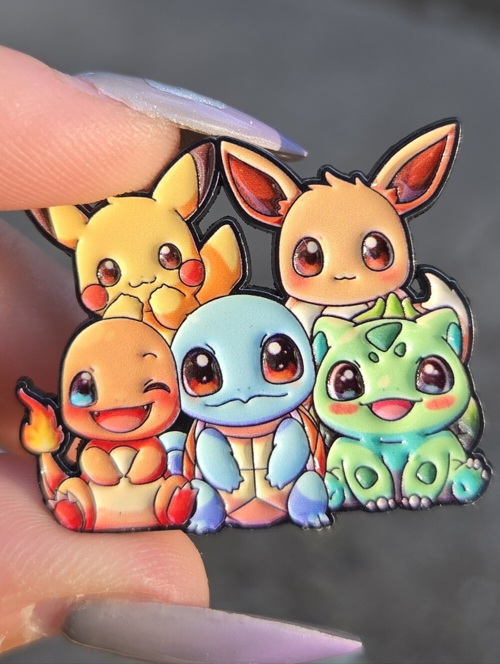 Pokemon Enamel Pin Featuring Yellow, Orange, Blue, Green, Brown